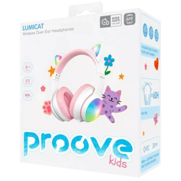 Наушники Proove Bluetooth Kids LumiCat blue/pink